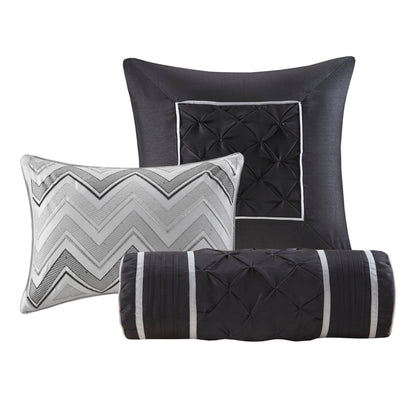 7 Piece Tufted Comforter Set Grey King