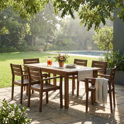 7 Pieces Acacia Wood Outdoor Dining Set