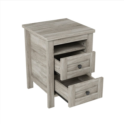 3-Pieces Bedroom Set Queen Size Farmhouse Platform Bed with Storage Headboard and Charging Station