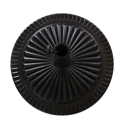 Black Rock Resin Outdoor Umbrella Base with Steel Support in Black Finish