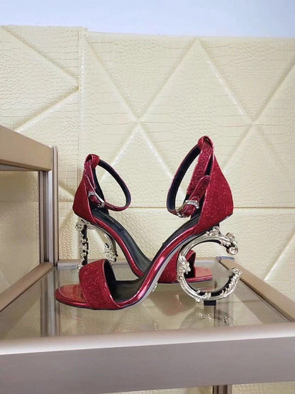 2020 New Metal Letter High Heel Sandals for Women