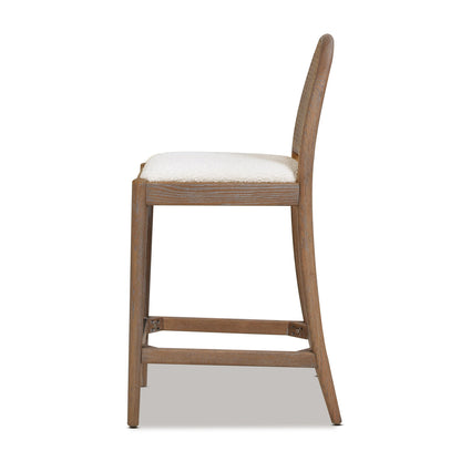 Arlin Upholstered Stool with Curved Back and Footrest - Set of 2