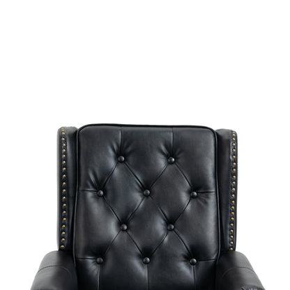 Modern Accent Armchair with Black PU Leather and Wood Legs