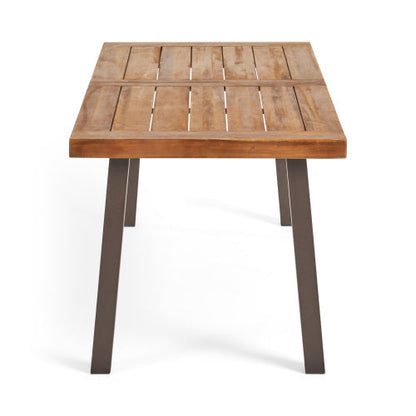 Outdoor Dining Set – Premium Acacia Wood Table & Wicker Chairs