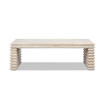 Veda 55" Reclaimed Wood Stacked Geometric Waterfall Coffee Table
