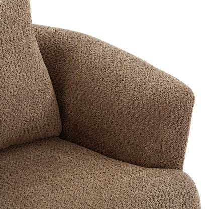 Chenille Upholstered 360° Swivel Chair with Throw Pillow, Dark Brown