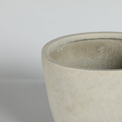 Round Concrete Planter Set of 2, Large Outdoor Indoor Handmade Rustic Decorative Planter Pots with Drainage Holes