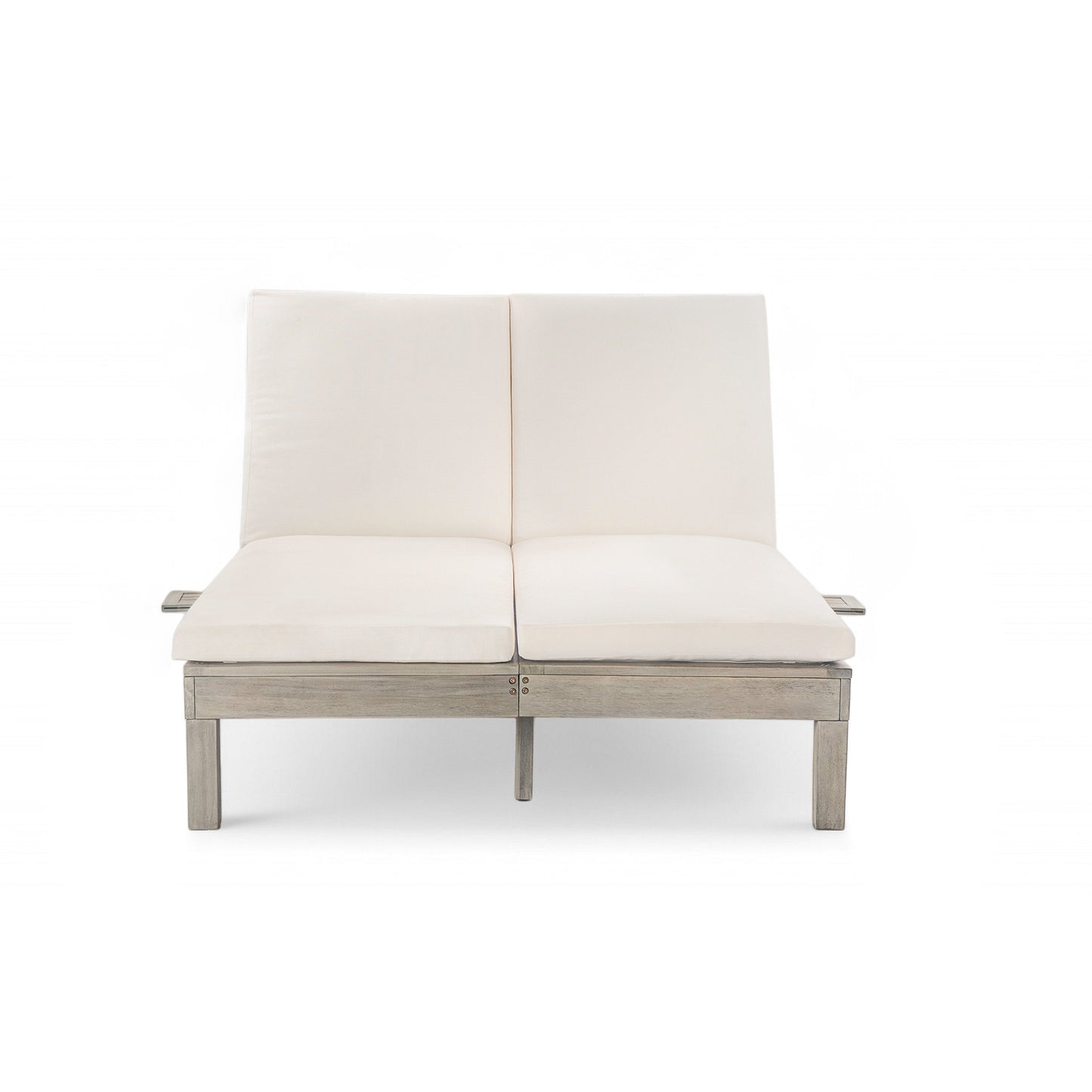 TREXM 5-Position Adjustable Backrest Double Chaise Lounge Outdoor