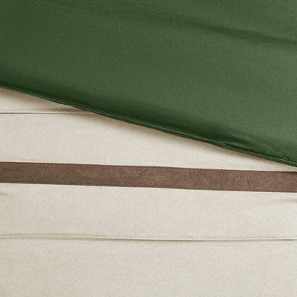 7 PC Pieced Faux Suede Comforter Set Green Cal King