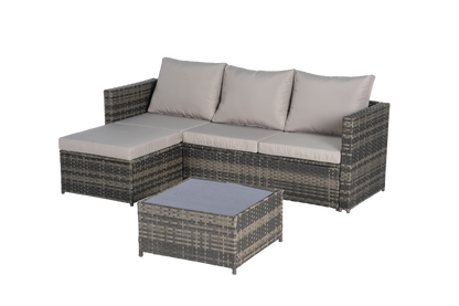 2 Pieces Patio Furniture Set with Woven Sectional and Ottoman