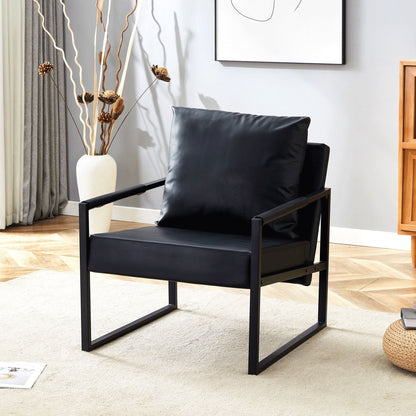 Classic Leather and Metal Frame Sofa