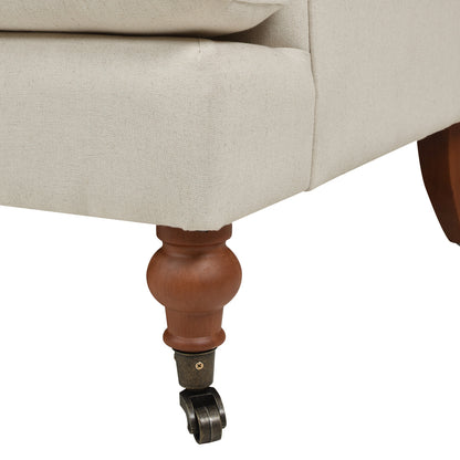 Alana 38' Lawson Accent Arm Chair Metal Casters, Light Beige Linen