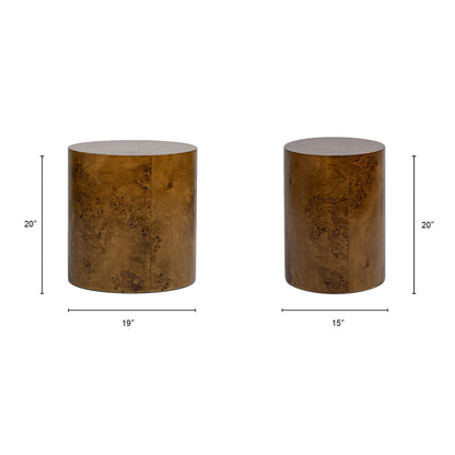 Nebula 20' Accent Oval Pillar Side Table, Medium Brown Walnut Burl Wood
