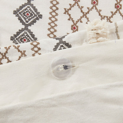Full/Queen Cotton Printed Duvet Cover Set with Chenille