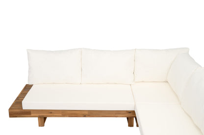 Outdoor 4pc Acacia Wood Sectional Patio Sofa Set