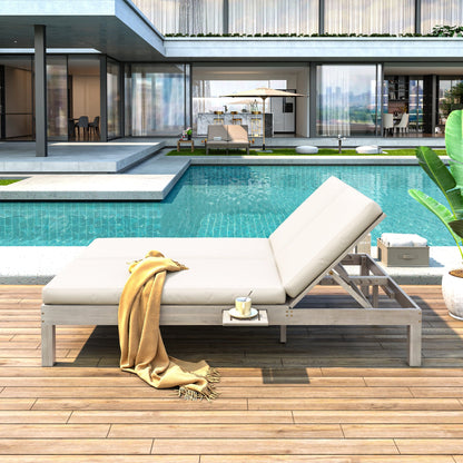 TREXM 5-Position Adjustable Backrest Double Chaise Lounge Outdoor
