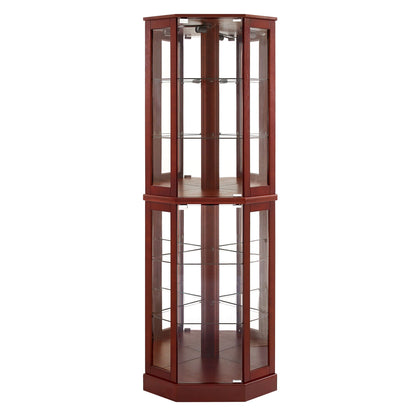 6 Shelf Corner Curio Display Cabinet With Lights, Mirrors And Adjustable Shelves