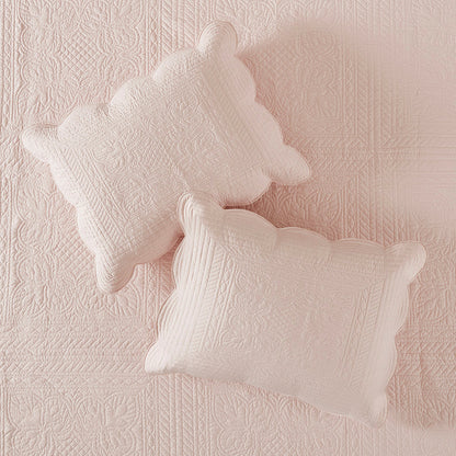 3 Piece Reversible Scalloped Edge Quilt Set Blush Full/Queen