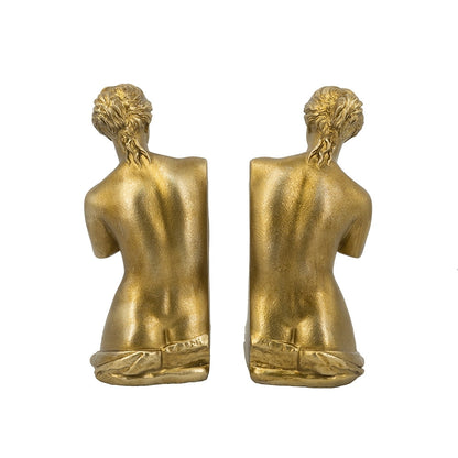 Set of 2 Venus de Milo Bust Bookends with Gold Finish