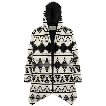 Hawk Eye Tribal Cuddle Cloak | Unisex Minky Sherpa Lined Hooded Coat | Women and Mens Festival Coat | Mountain Fashion