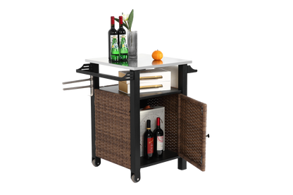 Single Door Outdoor Bar Cart with Stainless Steel Tabletop