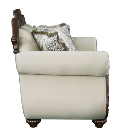 Pierce Loveseat With 3 Pillows - Beige / Cherry