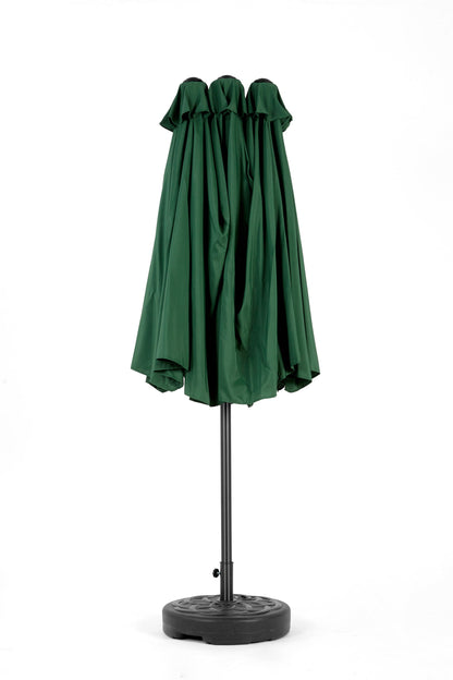 14.8 Ft Double Sided Outdoor Umbrella Rectangular Large with Crank (Dark Green)