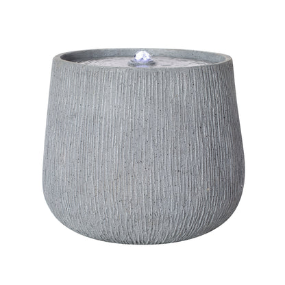 12.99' Gray Polyresin Outdoor Water Fountain with LED Light