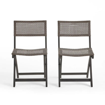 Bistro Foldable Chair With Wicker Backrest