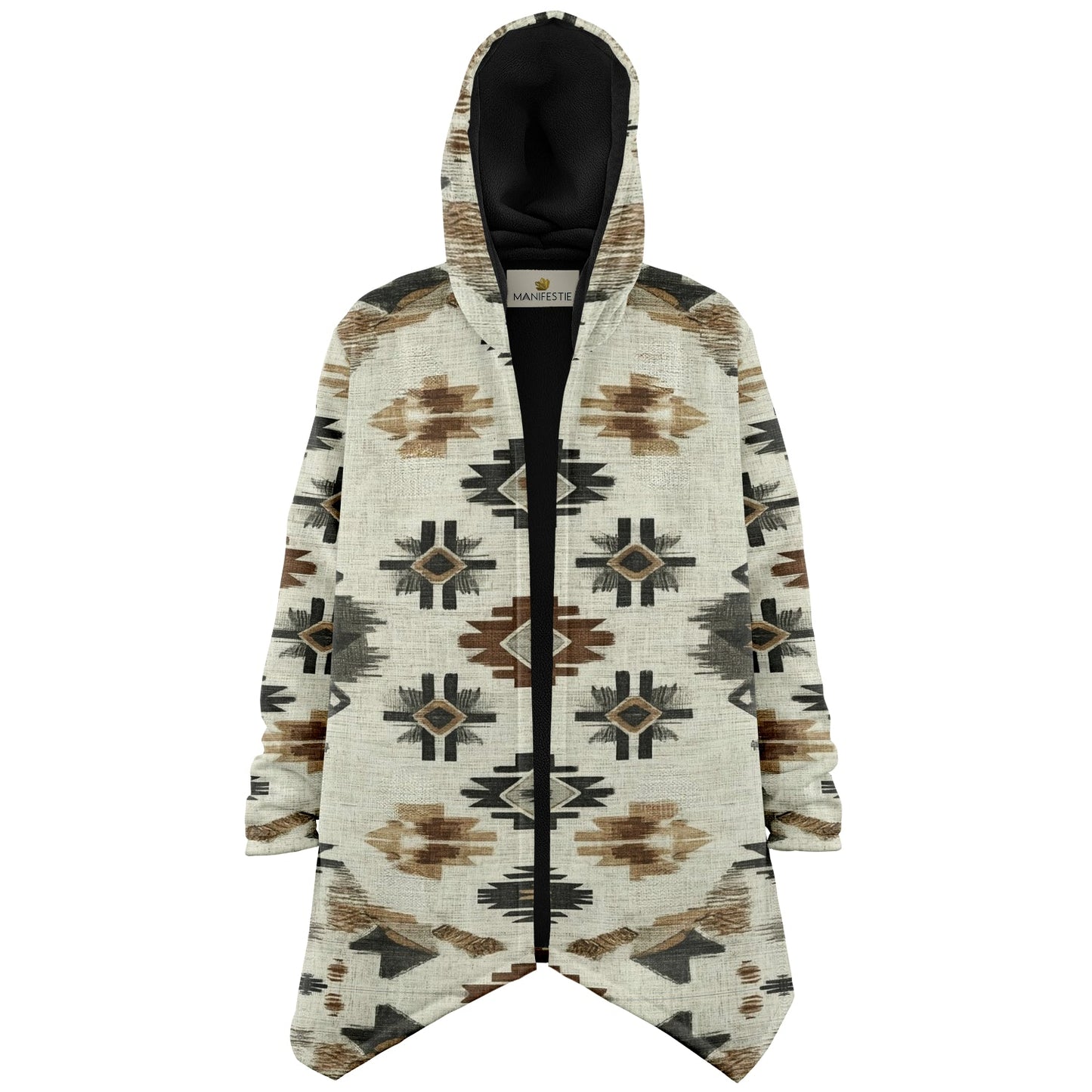 Ganado Tribal Cloak | Unisex Minky Sherpa Lined Hooded Coat | Women and Mens Festival Coat | Mountain Fashion