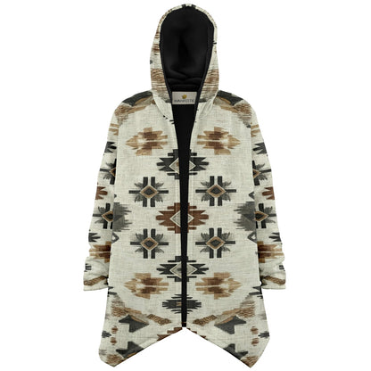 Ganado Tribal Cloak | Unisex Minky Sherpa Lined Hooded Coat | Women and Mens Festival Coat | Mountain Fashion