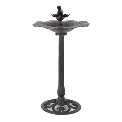 Lancaster Outdoor Aluminum and Iron Top Bird Bath with Iron Base, Bronze