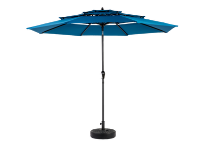 Aluminium 10ft 3 Tier Auto-tilt Outdoor Patio Umbrella - Dark Blue