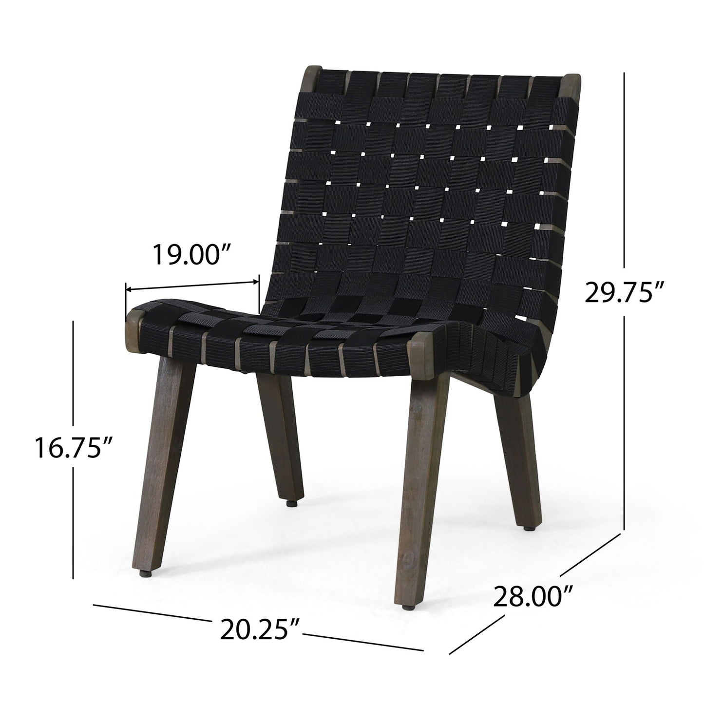 Lounge Chair with Stunning Rope Weave Design, Set of 2 - Black
