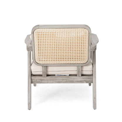 (Set of 2) Outdoor Acacia Wood Patio Club Chairs with Cushions