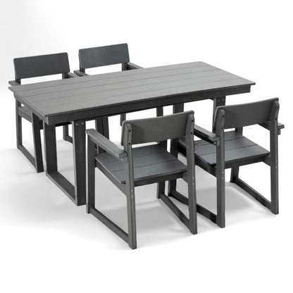 5 Piece Outdoor Dining Set with Umbrella Hole and 4 Armrest Chairs