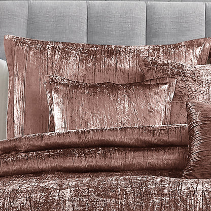 Blush Crinkle Velvet 7Pc Bedding Ensemble