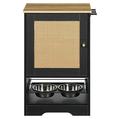 Feeding Station with 1 Storage Cabinet Black