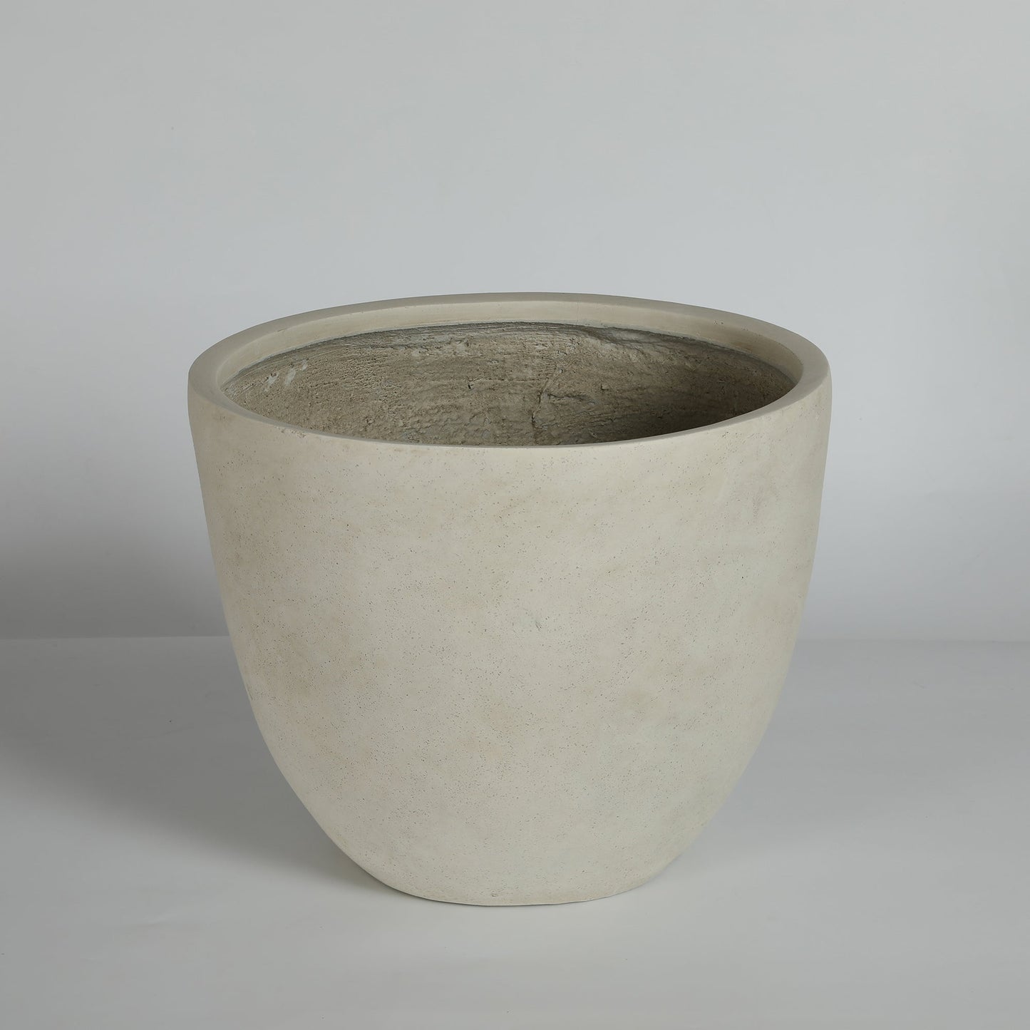 Round Concrete Planter Set of 2, Large Outdoor Indoor Handmade Rustic Decorative Planter Pots with Drainage Holes