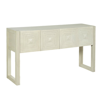 Geometric Carved Console Table with 3 Soft-Close Drawers