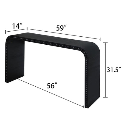 Black Wood Console Table, 59in Entryway Table