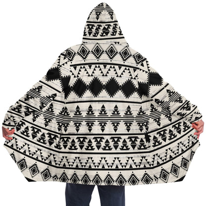 Hawk Eye Tribal Cuddle Cloak | Unisex Minky Sherpa Lined Hooded Coat | Women and Mens Festival Coat | Mountain Fashion