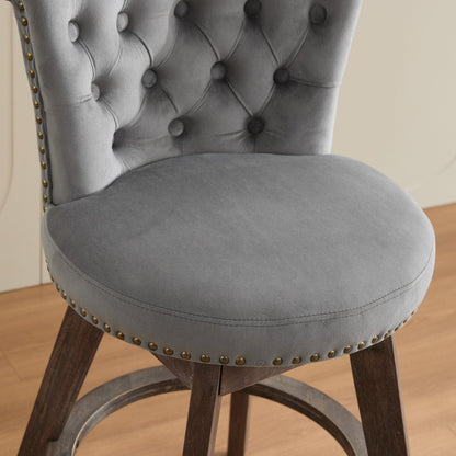 26" Counter Height Bar Stools Set of 2 with 360° Swivel and Velvet Upholstery
