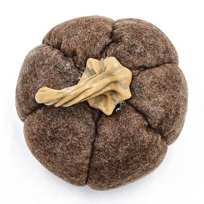 Set of 3 Plush Fabric Pumpkins in Brown