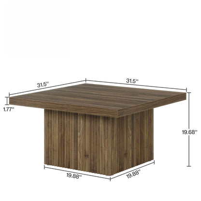 Square Coffee Table With Half Round Base - Brown