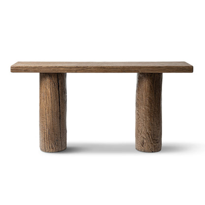 Arbor 60' Reclaimed Elm Double Pillar Console Table, Heritage Medium-Dark Brown