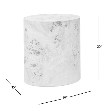 Nebula 20' Accent Oval Pillar Side Table, Medium Brown Walnut Burl Wood