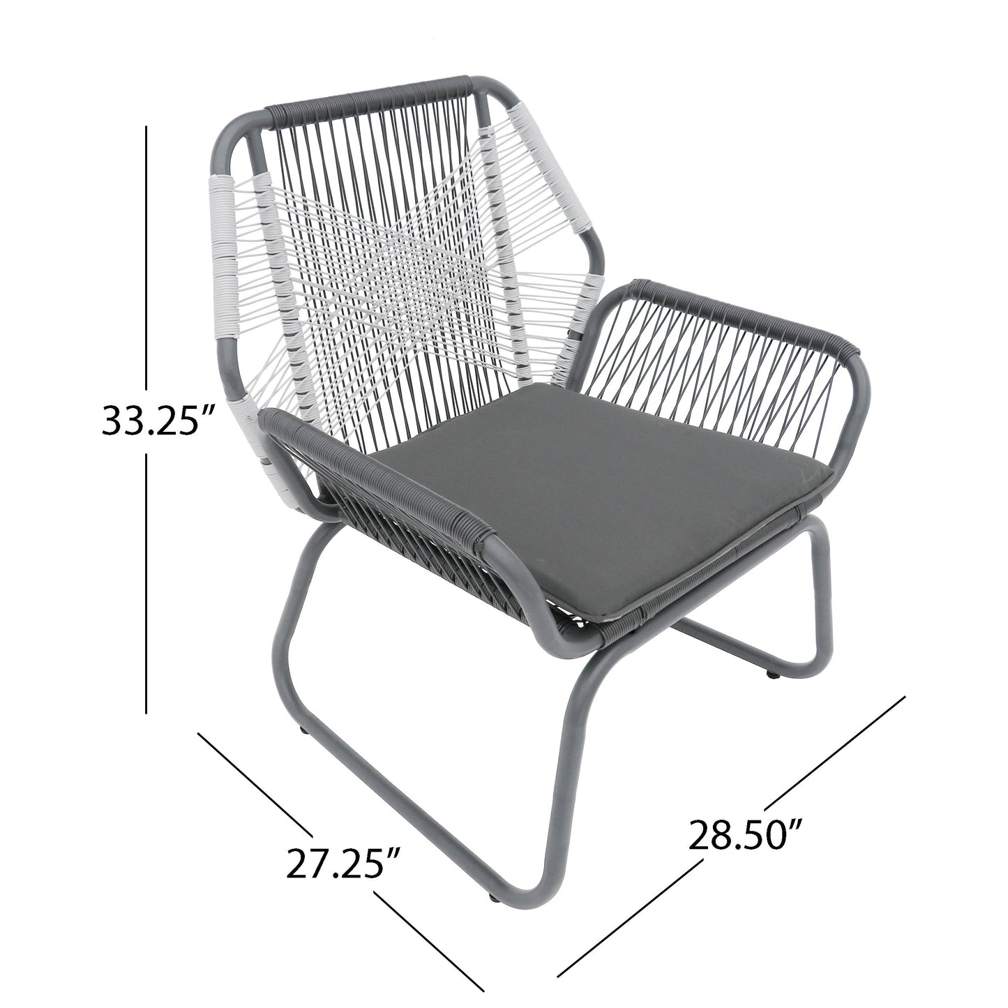 Set of 2 Woven Rattan Outdoor Club Chairs with Cushions