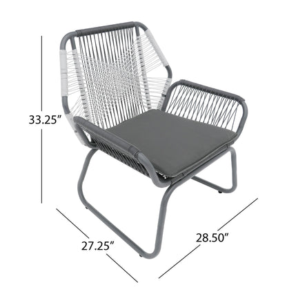 Set of 2 Woven Rattan Outdoor Club Chairs with Cushions
