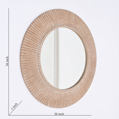 36” Handcrafted Wooden Wall Mirror